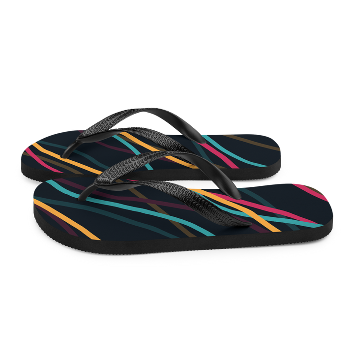 Valantomode | Women's Black Wave Flip-Flops - Beach Comfort