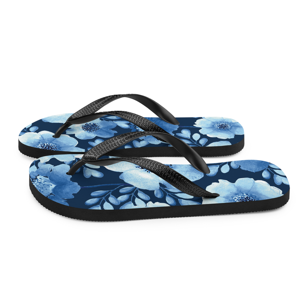 Valantomode | Women's Azure Floral Flip-Flops - Summer Beach Sandals