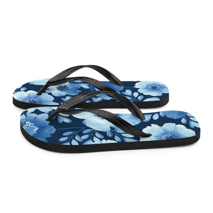 Valantomode | Women's Azure Floral Flip-Flops - Summer Beach Sandals