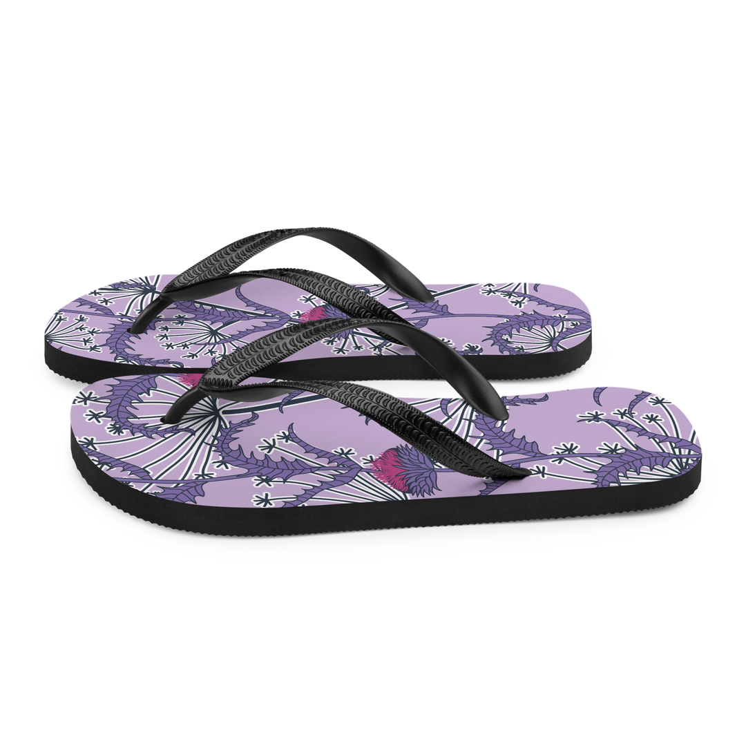 Valantomode | Women's Floral Flip-Flops - Thistle Bloom Sandals