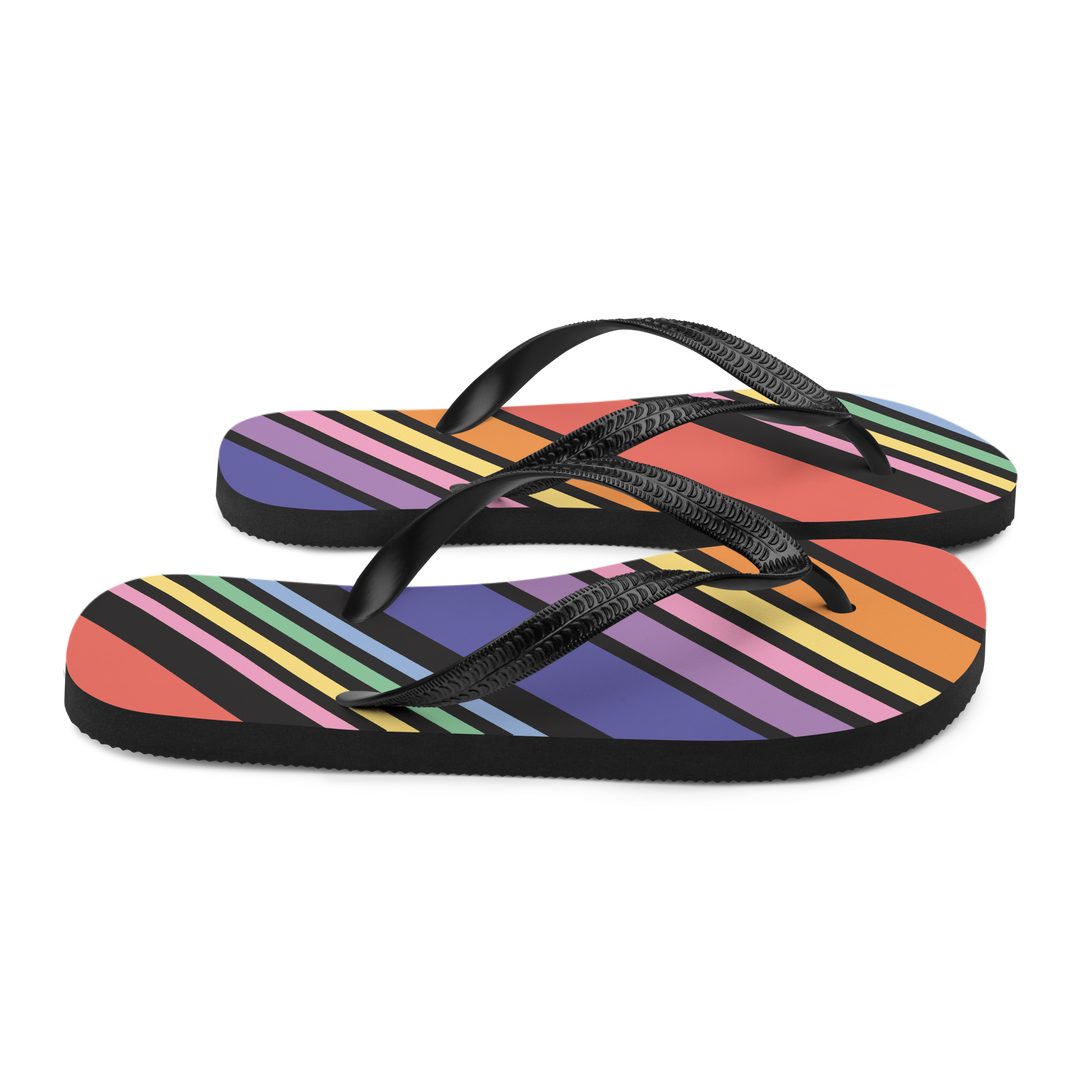 Valantomode | Women's Striped Flip-Flops - Beach Sandals