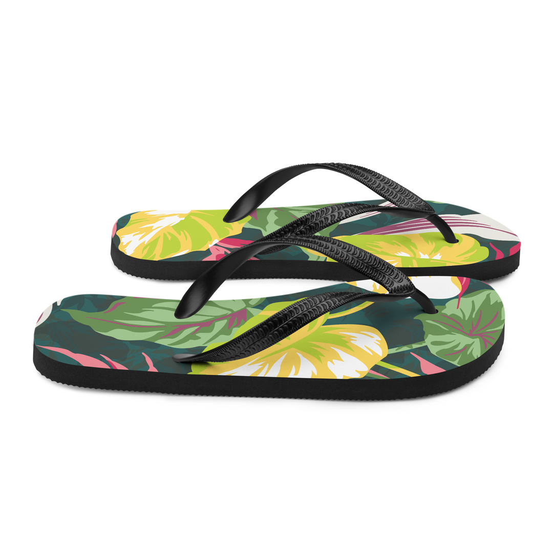 Valantomode | Women's Tropical Print Flip-Flops - Beach Sandals