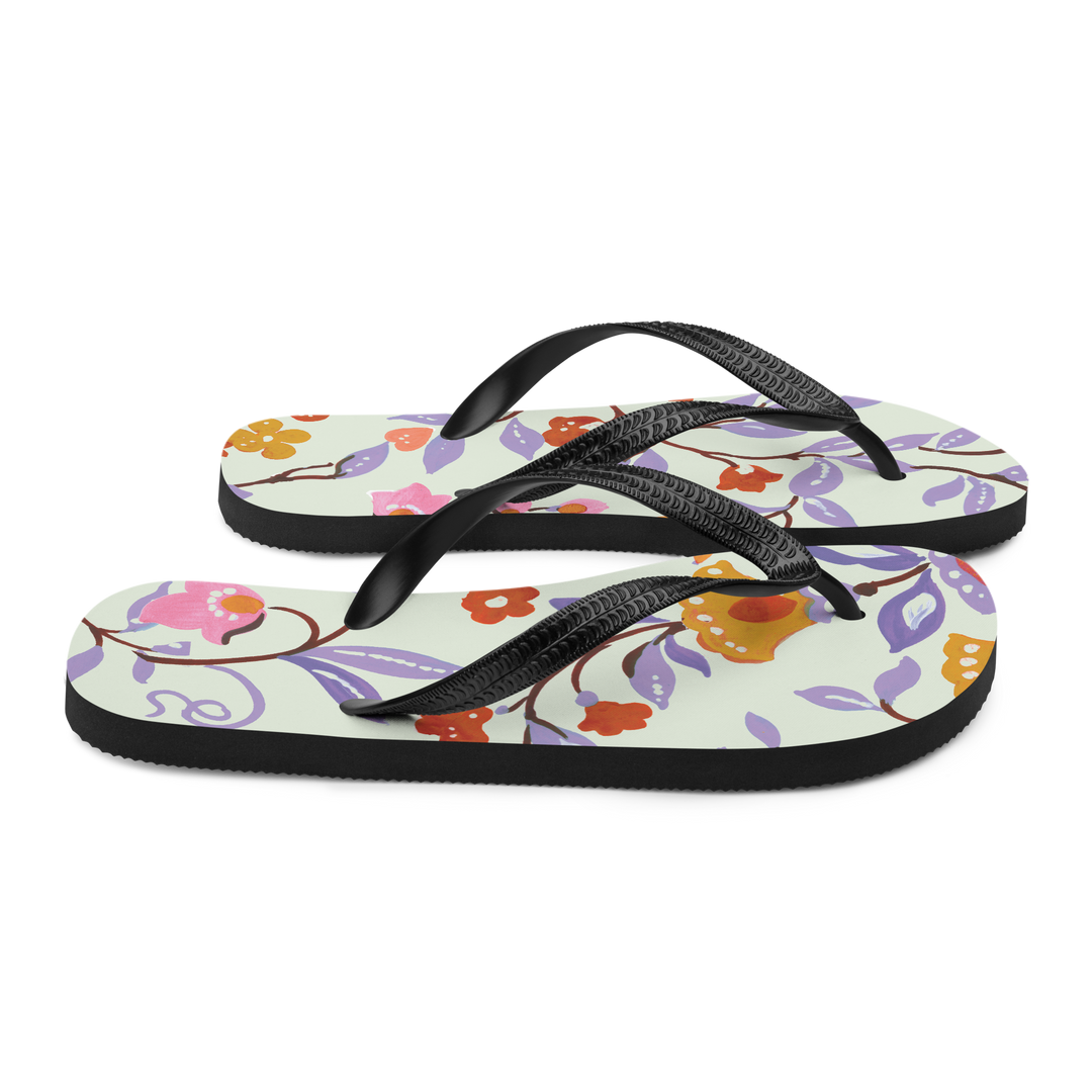Valantomode | Women's Lavender Floral Flip-Flops - Cushioned Sandals