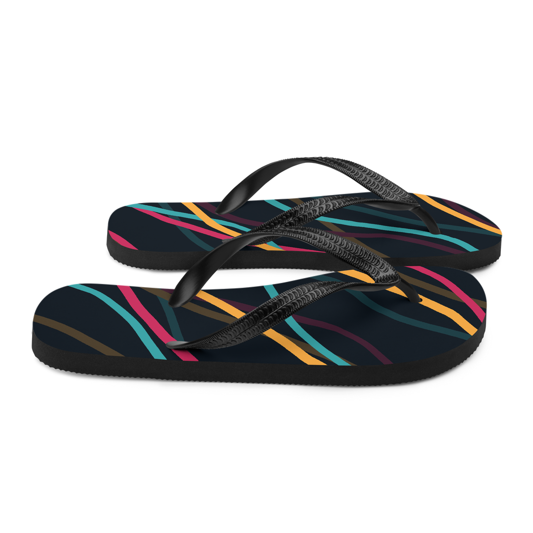 Valantomode | Women's Black Wave Flip-Flops - Beach Comfort