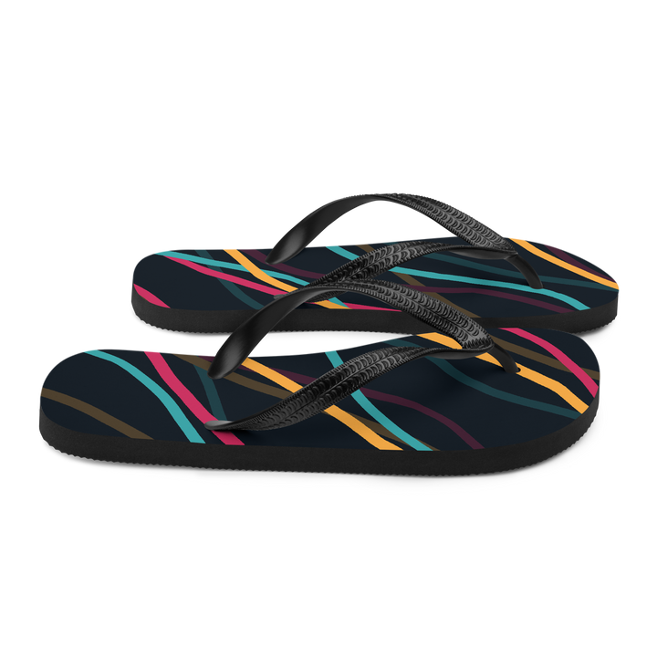 Valantomode | Women's Black Wave Flip-Flops - Beach Comfort