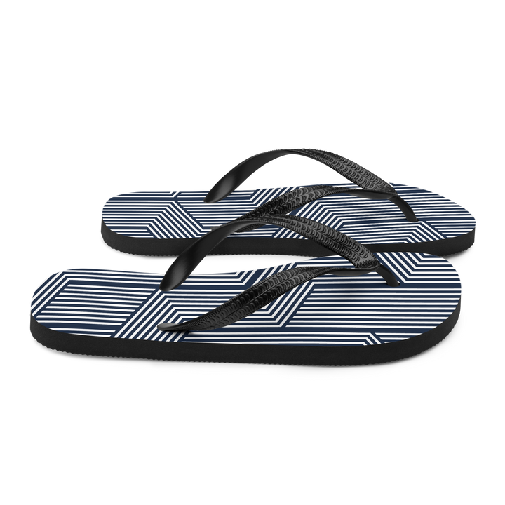Valantomode | Women's Navy Maze Flip-Flops - Cushioned Beach Sandals