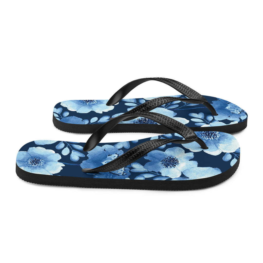 Valantomode | Women's Azure Floral Flip-Flops - Summer Beach Sandals