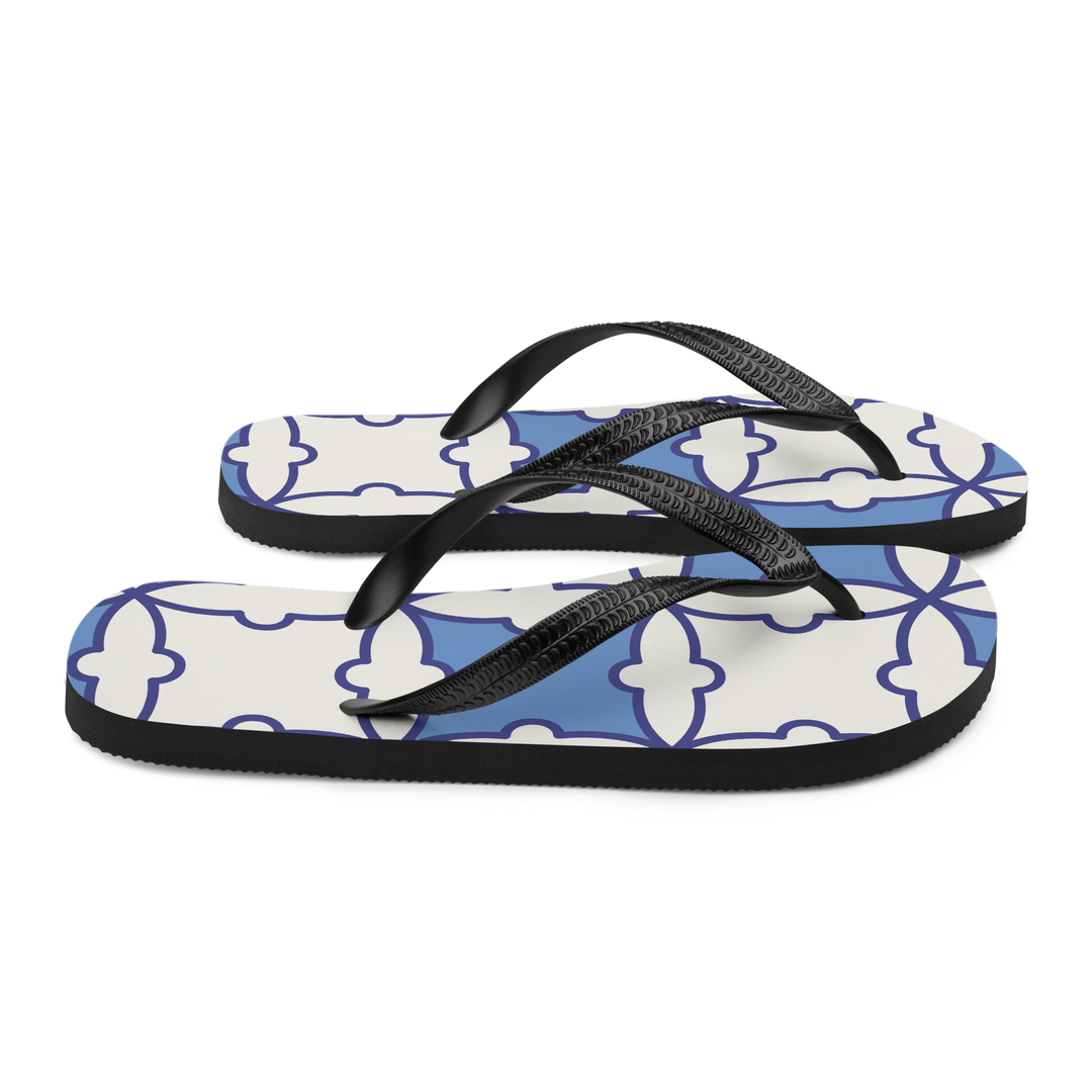 Valantomode | Women's Azure Mosaic Flip-Flops - Beach Sandals