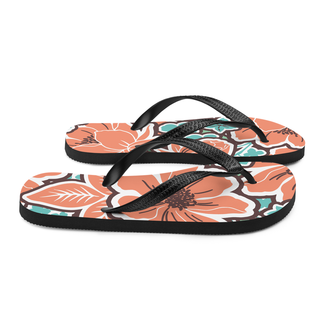 Valantomode | Women's Coral Hibiscus Beach Flip-Flops
