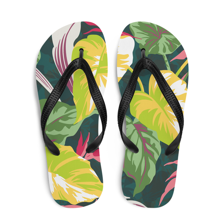 Valantomode | Women's Tropical Print Flip-Flops - Beach Sandals