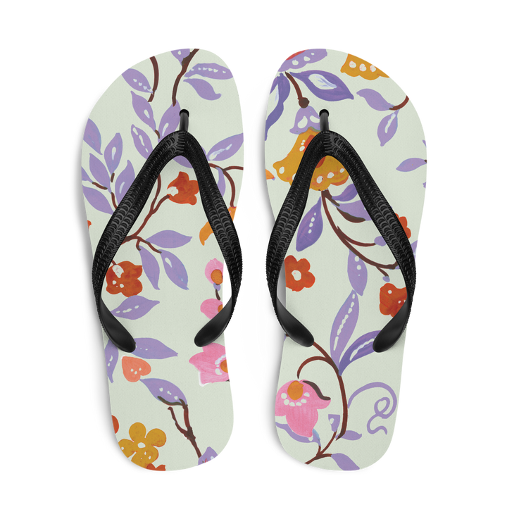Valantomode | Women's Lavender Floral Flip-Flops - Cushioned Sandals
