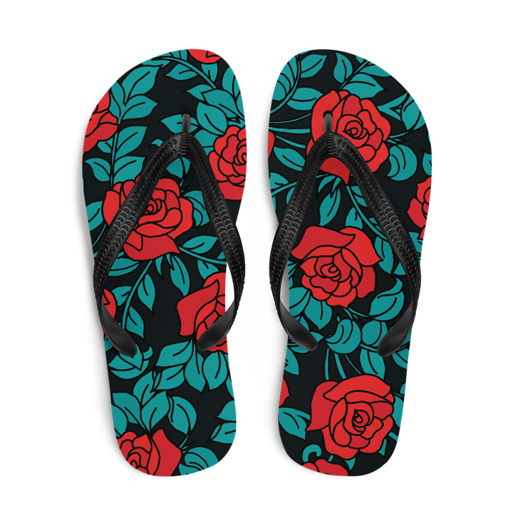 Valantomode | Women's Rose Floral Beach Flip-Flops