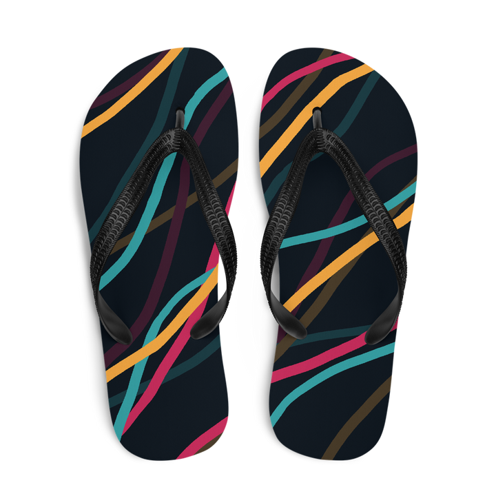 Valantomode | Women's Black Wave Flip-Flops - Beach Comfort