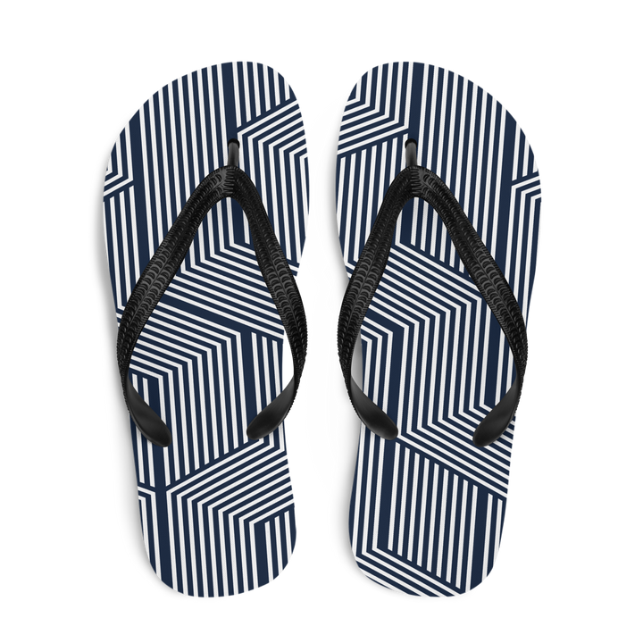 Valantomode | Women's Navy Maze Flip-Flops - Cushioned Beach Sandals