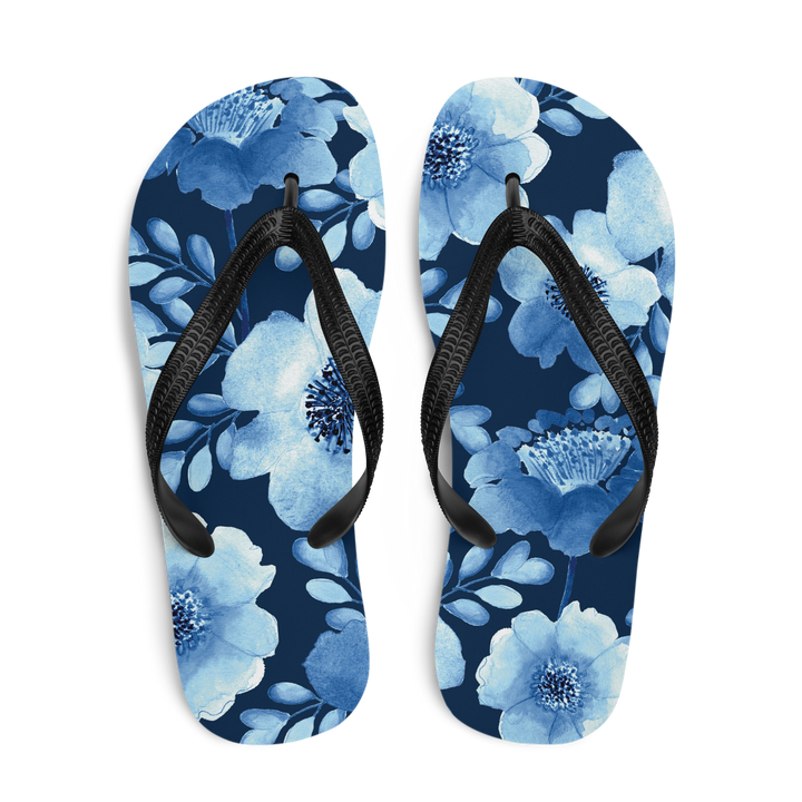 Valantomode | Women's Azure Floral Flip-Flops - Summer Beach Sandals