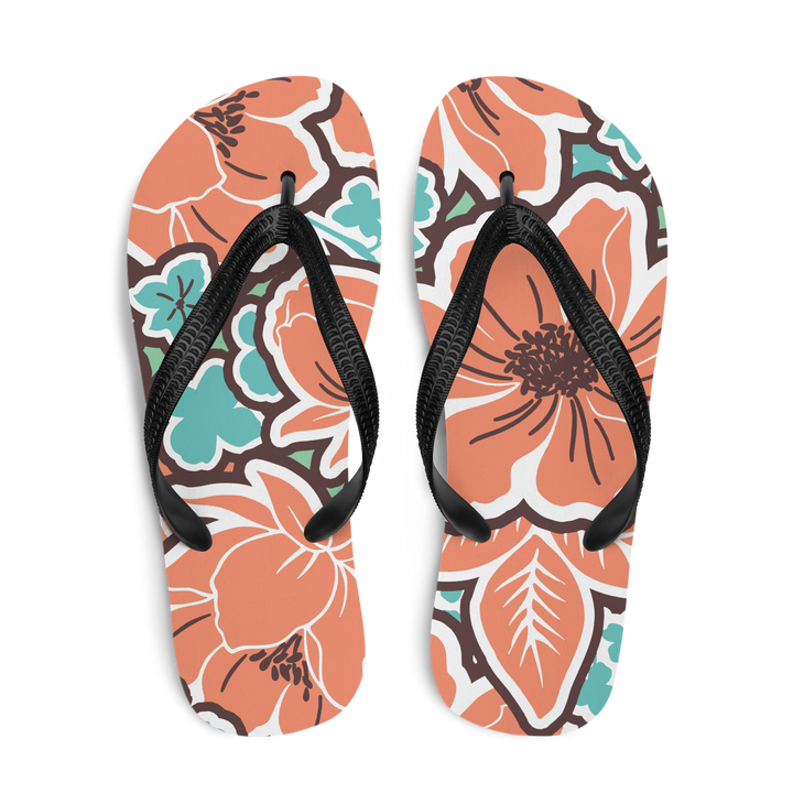 Valantomode | Women's Coral Hibiscus Beach Flip-Flops