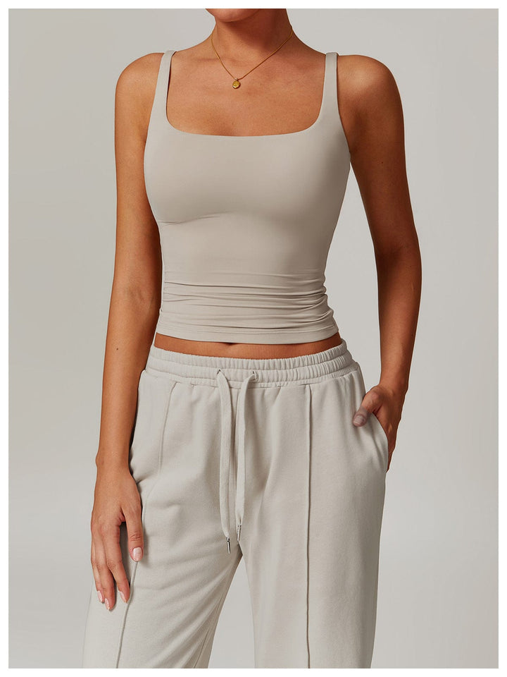 Valantomode | Lightweight Seamless Square Neck Tank Top for Women - Shaping Camisole Ideal for Layering and Daily Wear