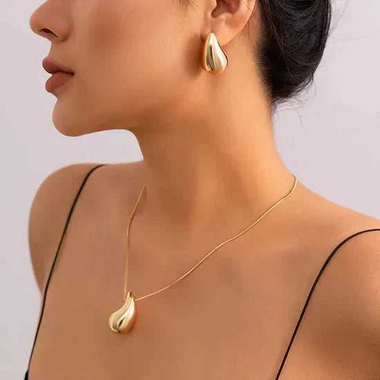 Valantomode | Gold Plated Volumetric Teardrop Earrings for Women