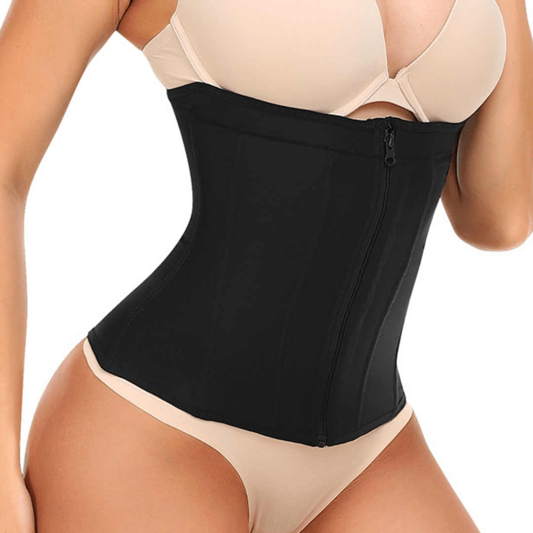 Valantomode | Steel-Boned Waist Trainer Corset with Zipper Closure - 9 Steel Supports Shapewear