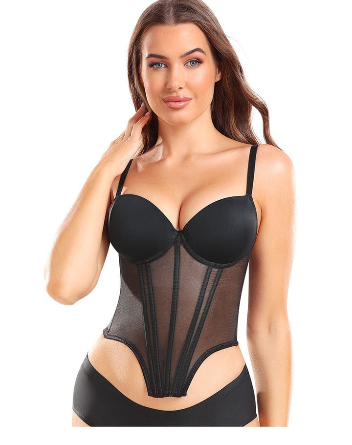Valantomode | Plus Size Women's Sheer Bustier Corset Waist Trainer Top