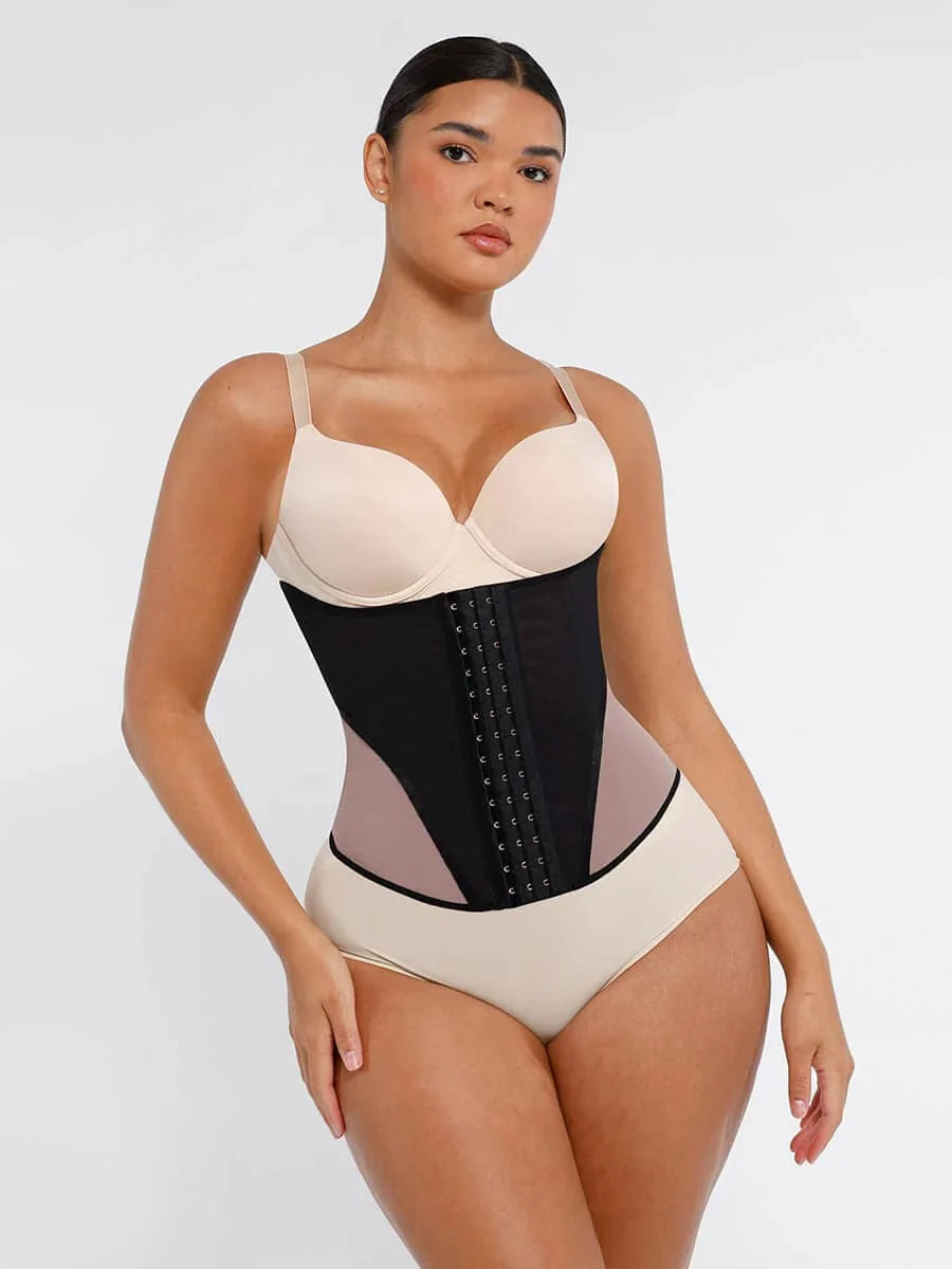 Valantomode | Lace-Trimmed Waist Trainer Corset Shapewear