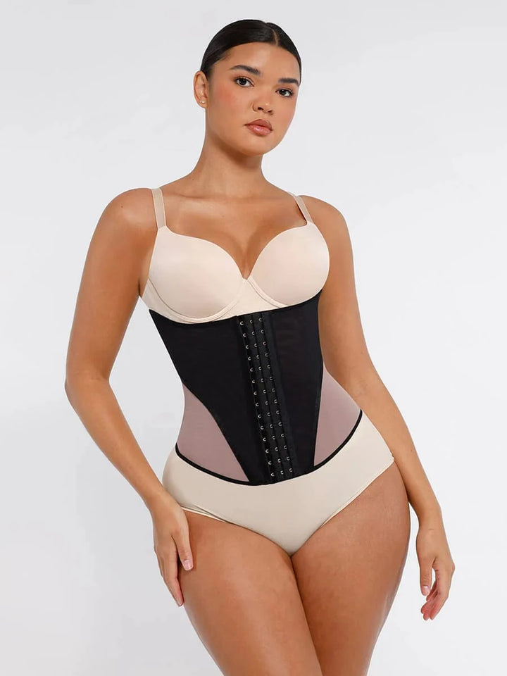 Valantomode | Lace-Trimmed Waist Trainer Corset Shapewear