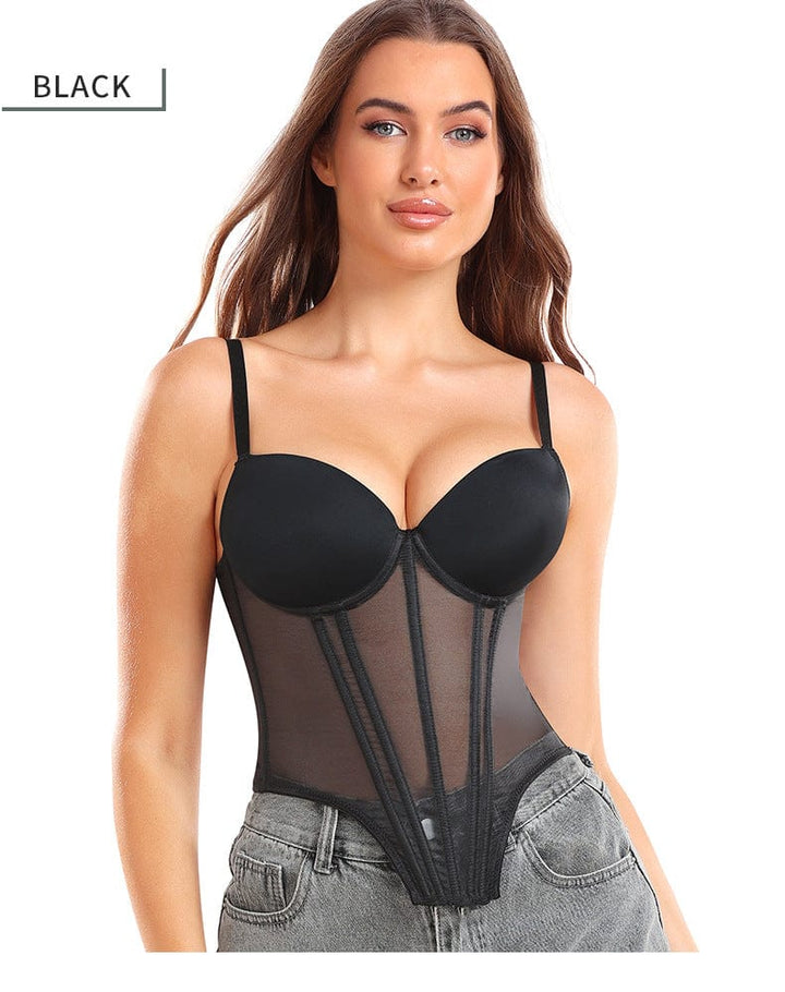 Valantomode | Plus Size Women's Sheer Bustier Corset Waist Trainer Top