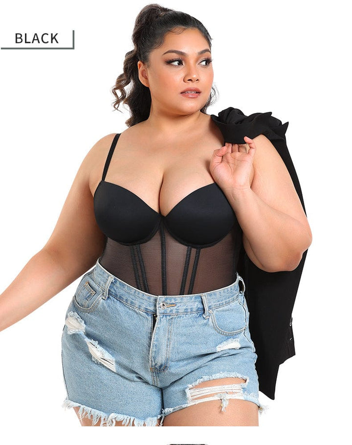 Valantomode | Plus Size Women's Sheer Bustier Corset Waist Trainer Top