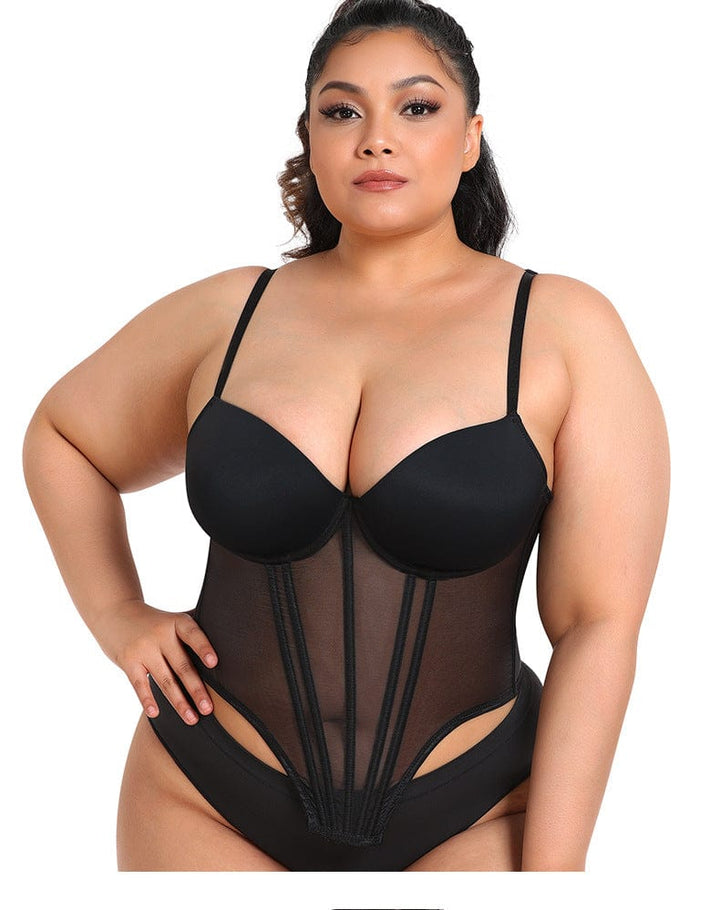 Valantomode | Plus Size Women's Sheer Bustier Corset Waist Trainer Top