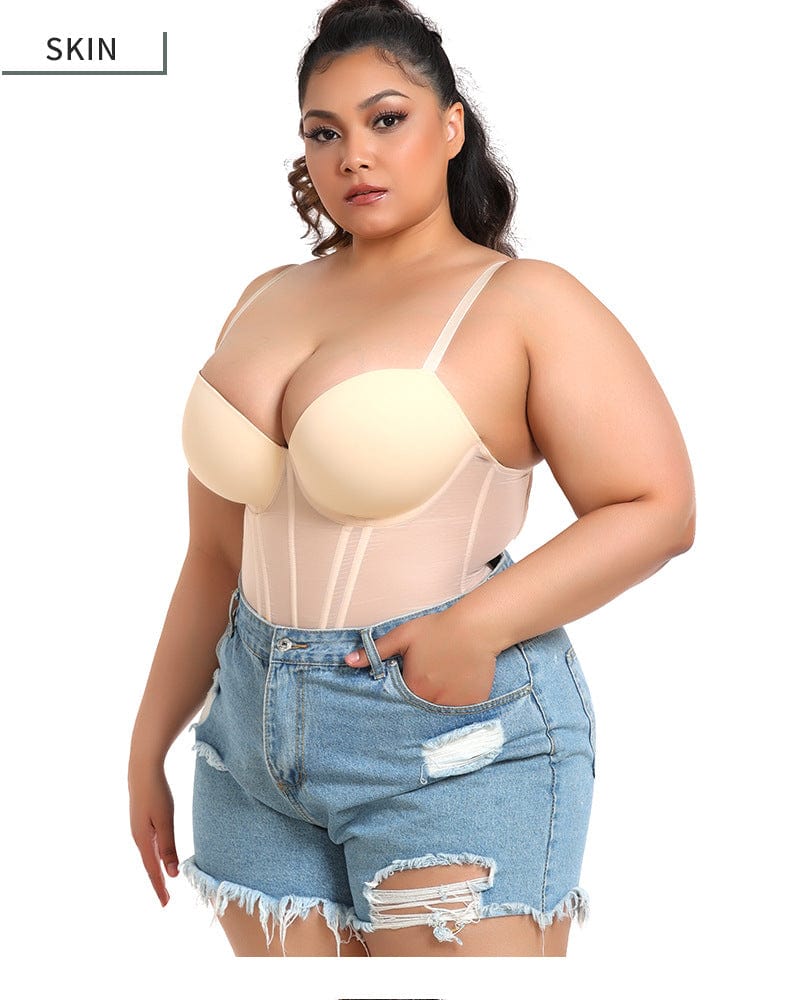 Valantomode | Plus Size Women's Sheer Bustier Corset Waist Trainer Top