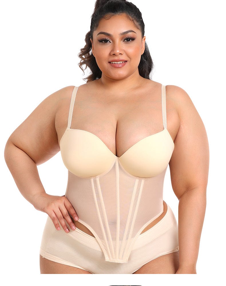 Valantomode | Plus Size Women's Sheer Bustier Corset Waist Trainer Top