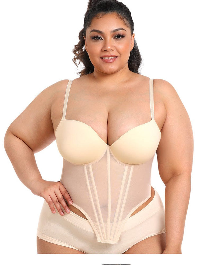 Valantomode | Plus Size Women's Sheer Bustier Corset Waist Trainer Top