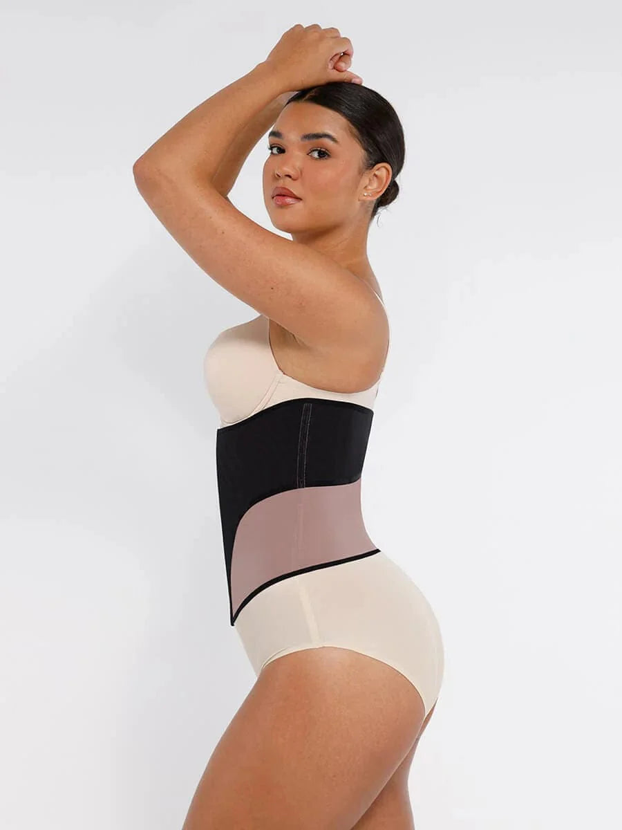 Valantomode | Lace-Trimmed Waist Trainer Corset Shapewear