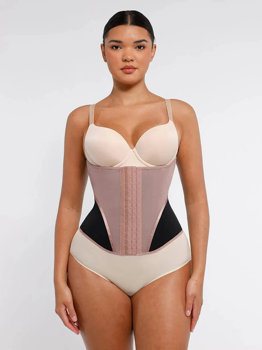 Valantomode | Lace-Trimmed Waist Trainer Corset Shapewear
