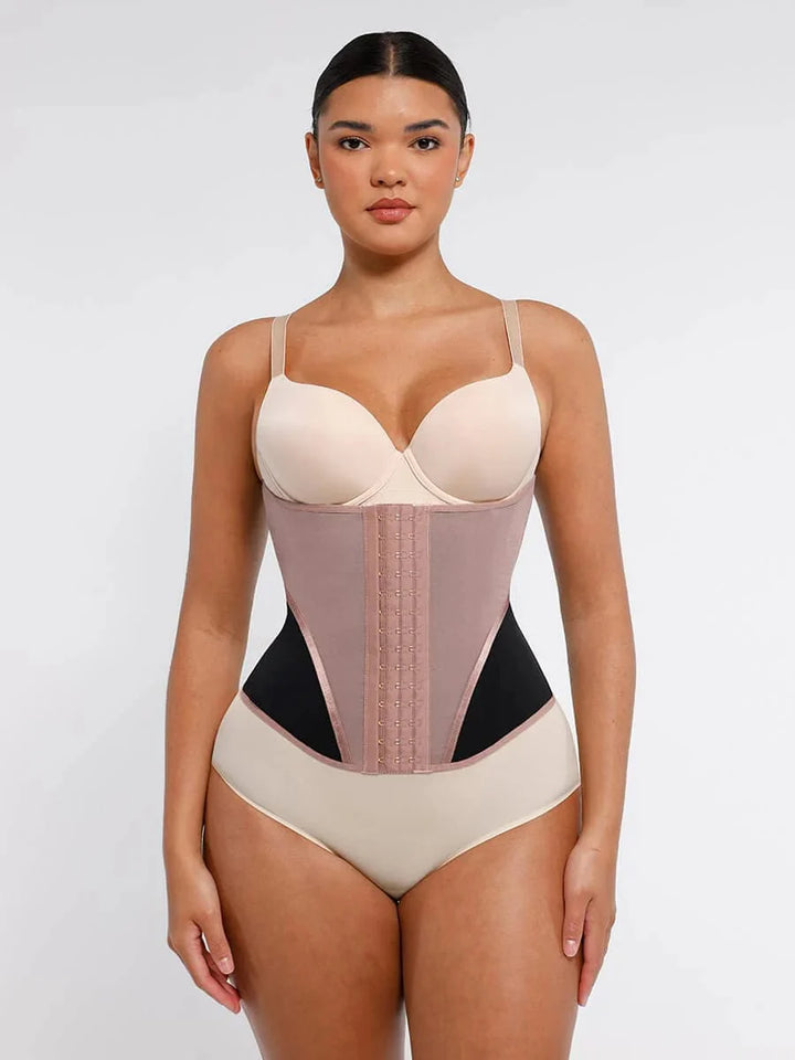 Valantomode | Lace-Trimmed Waist Trainer Corset Shapewear