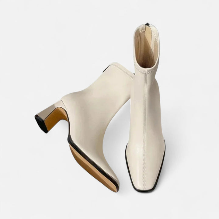 Valantomode | Women’s Vintage Square-Toe Ankle Boots – Retro Executive Leather Booties