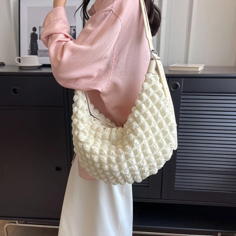Valantomode | The Veridian Nimbus Logistics – Women's Premium Textured Cotton Cloud Puffer Bag