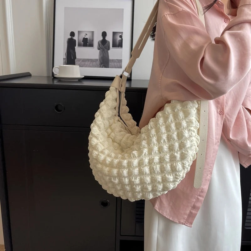 Valantomode | The Veridian Nimbus Logistics – Women's Premium Textured Cotton Cloud Puffer Bag