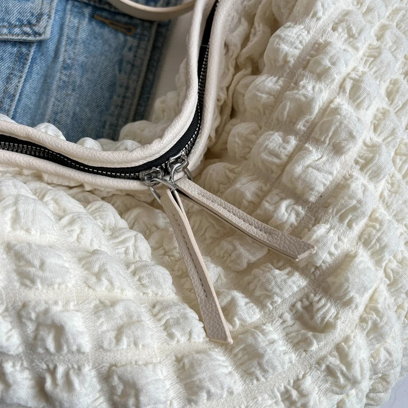 Valantomode | The Veridian Nimbus Logistics – Women's Premium Textured Cotton Cloud Puffer Bag