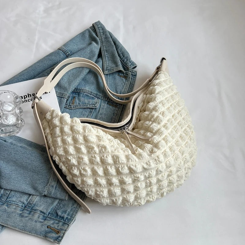 Valantomode | The Veridian Nimbus Logistics – Women's Premium Textured Cotton Cloud Puffer Bag
