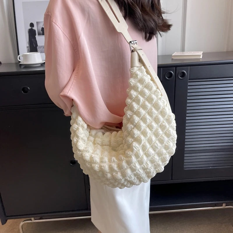Valantomode | The Veridian Nimbus Logistics – Women's Premium Textured Cotton Cloud Puffer Bag