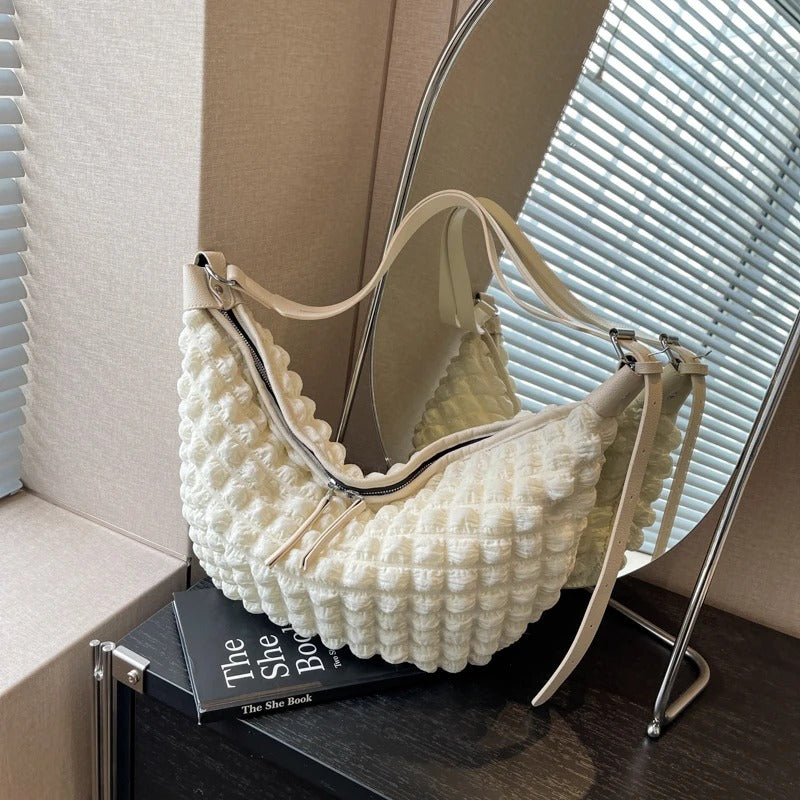 Valantomode | The Veridian Nimbus Logistics – Women's Premium Textured Cotton Cloud Puffer Bag