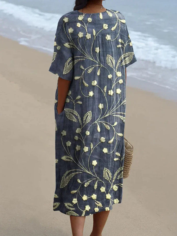 Valantomode | Chic Embroidered Dress with Floral Design for Women